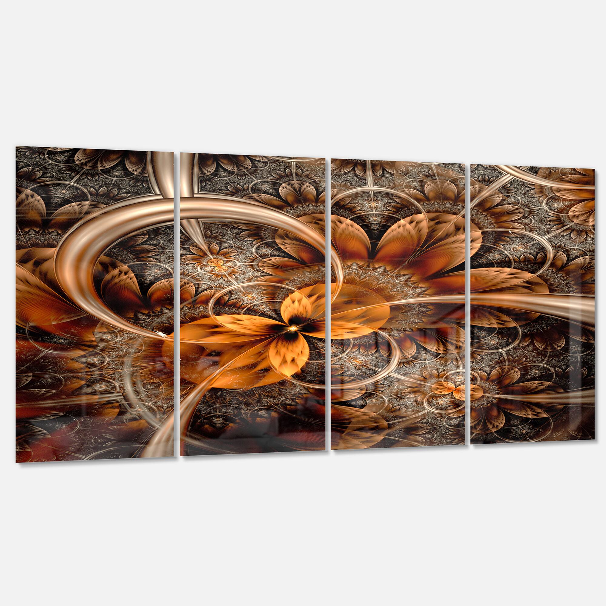 Designart - Dark Orange Fractal Flower